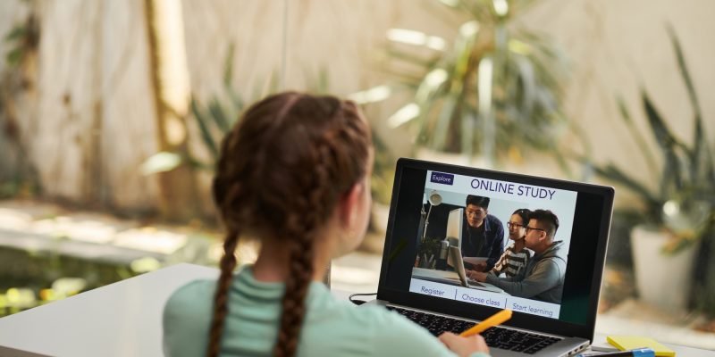 Schoolgirl Attending Online Class